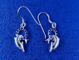 Vintage Dolphin Earrings 925 Silver Gift For Her - £8.96 GBP
