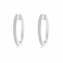 Authenticity Guarantee 
ANGARA Pave-Set Round Diamond Hinged Hoop Earrings in... - £471.42 GBP