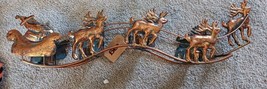 Metal Christmas Santa Sleigh &amp; Reindeer 4 Candle Holder 20 Inch Long new with ta - £19.08 GBP