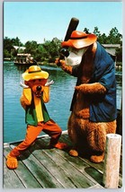 Walt Disney World Brer Bear brer Fox Rivers of America FL Chrome Postcard F17 - £5.29 GBP