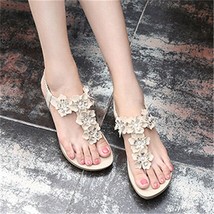 CEYANEAO New summer sandals with flat shoes bohemian-style shoes with flowers la - £29.80 GBP