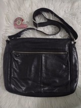 Roots Black Soft Pebbled Leather Extra Large Messenger Bag Briefcase Bin NN - $110.37