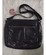Roots Black Soft Pebbled Leather Extra Large Messenger Bag Briefcase Bin NN - $110.37