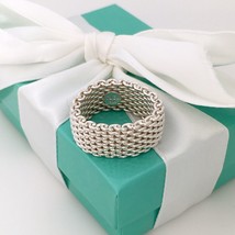 Size 7 Tiffany &amp; Co Somerset Mesh Weave Ring in Sterling Silver - £292.20 GBP