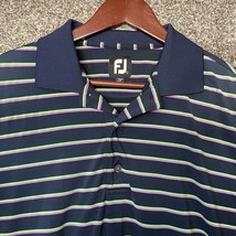 FootJoy FJ Shirt Mens Large Golf Performance Polo Navy Blue Pink Striped... - £13.29 GBP