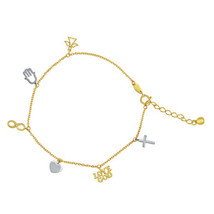 Precious Stars 14k Two-Tone Gold Faith Charm Bracelet - £155.02 GBP