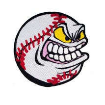 Angry Baseball Ball Embroidered Patch Iron On. Size: 3.5 x 3.5 inches. - £5.14 GBP