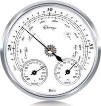 Outdoor Barometer Thermometer Hygrometer - 5In Barometer Weather Station , Barom - £38.17 GBP