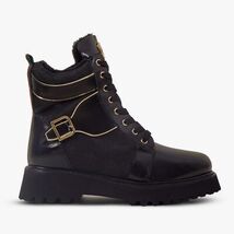 The Boston Black Leather Lace-Up Ankle Women Boot With a Side Zipper image 3