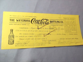 C 1907 Coca Cola Waycross GA Sales Receipt Antique - $24.70