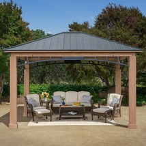 Gazebo Wooden Outdoor Patio Deck Hard Top Yardistry Garden Backyard Cedar 12X14 - £2,457.07 GBP