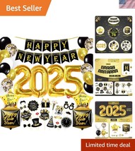 Stunning 76-Piece Black and Gold New Year Decorations for 2025 Celebration - $30.49