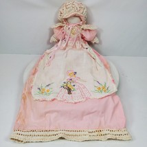 Vintage Handmade Crochet Embroidery Doll 27 Inch Head to End of Dress - $19.64