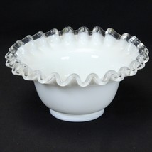 Fenton Silver Crest Rose Bowl Vase Ruffled Edge Milk Glass Small 2-3/4&quot; ... - $24.19 CAD