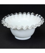 Fenton Silver Crest Rose Bowl Vase Ruffled Edge Milk Glass Small 2-3/4&quot; ... - $17.63