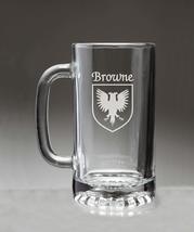 Browne Irish Coat of Arms Glass Beer Mug (Sand Etched) - £22.10 GBP