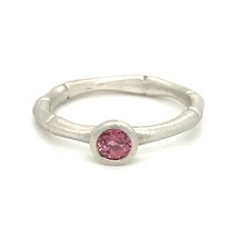Sterling 18k White Vermeil Bamboo w/ Bezel Set Pink Chrysoberyl Ring Sz ... - $1,276.31 MXN
