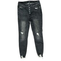 Judy Blue Gray Charcoal Raw Hem Distressed Button Fly Skinny Jeans size ... - $25.30