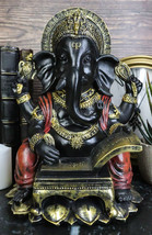 Hindu Lord Deity Ganesha Writing The Mahabharata On Ancient Scrolls Figurine - £30.55 GBP