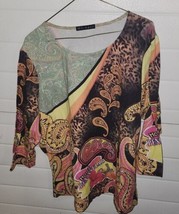 Womens Mechant 2XL Hotel Peninsular Colors Wild Paisley Long Sleeve Top - £15.63 GBP