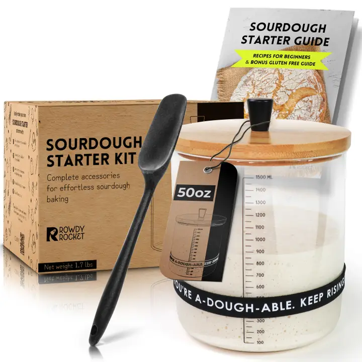 Sourdough Starter Kit with 50oz Glass Jar, Spatula & More - $34.00