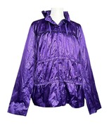 LAURA ASHLEY Retro Purple Snake Embossed Metallic 80’s Ruffle Jacket Lin... - $34.64