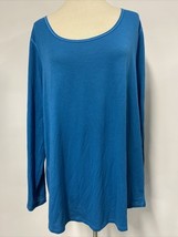 Lucy Blue Scoop Neck Long Sleeve T Shirt, Women&#39;s Size 3X - £8.58 GBP