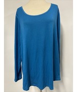 Lucy Blue Scoop Neck Long Sleeve T Shirt, Women&#39;s Size 3X - $15.62 CAD