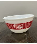 VINTAGE Hazel Atlas Red Rooster Band Mixing Nesting Bowl 7” Diameter - £98.79 GBP