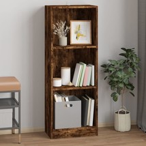 Industrial Rustic Smoked Oak Wooden 3-Tier Book Cabinet Bookcase Shelving Unit - £38.96 GBP