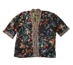 Johnny Was Parrot Talullah Jacket in Bird Print Reversible Silk Floral K... - £218.13 GBP