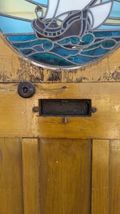 Vintage Antique Door Panel with Stained Glass Ship Tall 79-1/4"H x 34-1/2"W image 11