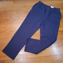 Karen Scott Sweatpants Size PM NWT Joggers Navy Blue Open Hem Fleece Pockets - £12.53 GBP