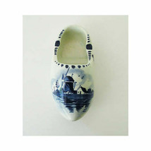 Vintage Handpainted Delft Highland Blue &amp; White Porcelain Wooden Shoe - £10.91 GBP