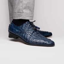 Apricena Genuine Caiman Crocodile Dress Derby's Shoes Navy image 6