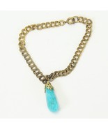Turquoise Color Stone Charm Bracelet Chain is 7&quot; Long and Stone is 1&quot; Long - $9.61 CAD