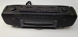 Soundesign Double Cassette Player Recorder Boombox W/ Power Cord Parts Or Repair - £16.33 GBP