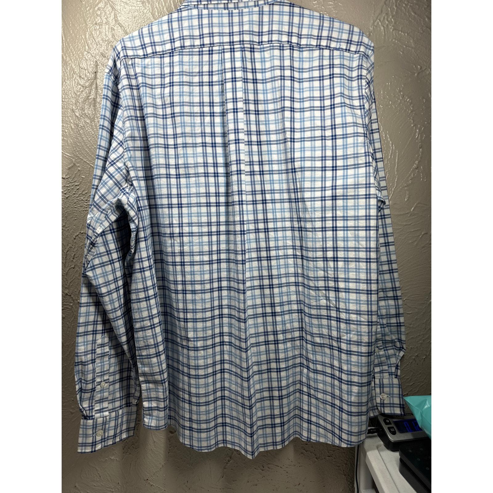 Vineyard Vines White Blue Cotton Flannel Check Slim Fit Tucker Shirt Size XL Item image 4