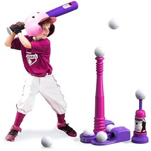 2 In 1 T Ball Sets For Kids 3-5 5-8, Tee Ball Set With Automatic Pitching Machin - £44.21 GBP