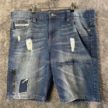 Ecko Unltd Jean Shorts Mens Size 38 42W Medium Wash Distressed Relaxed Y2K - £15.56 GBP