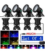 Set Of 4 Submersible 36 Led Rgb Pond Spot Lights For Underwater Pool Fou... - £62.11 GBP
