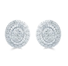 1/3Ct TW Diamond Oval Cluster Stud Earring in Sterling Silver by Fifth and Fine - £55.05 GBP