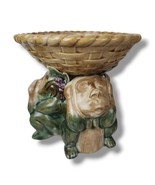 Hear No Evil See No Evil Speak No Evil Monkey Pottery Basket Pedestal Bo... - £54.11 GBP