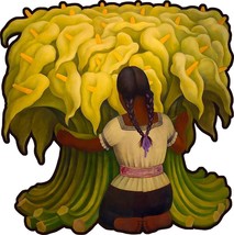 Flower Vendor Mexican Woman by Diego Rivera Laser Cut Metal Sign - £47.06 GBP
