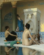 Framed canvas art print giclee Jean-Léon Gérôme After the Bath Harem 24&quot;... - £64.95 GBP