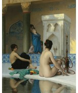 Framed canvas art print giclee Jean-Léon Gérôme After the Bath Harem 24&quot;... - £65.24 GBP