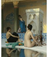 Framed canvas art print giclee Jean-Léon Gérôme After the Bath Harem 24&quot;... - £62.16 GBP