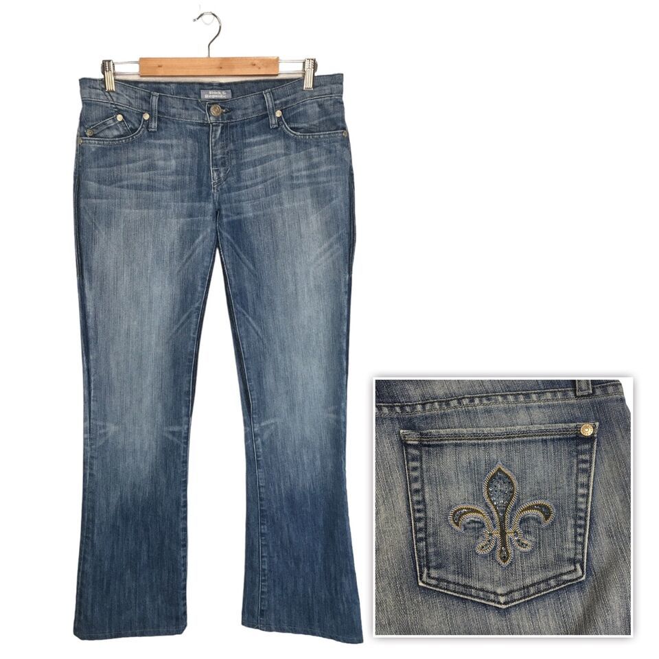 Rock &amp; Republic Embroidered Rhinestone Pocket Low Rise Straight Jagger J... - $19.79