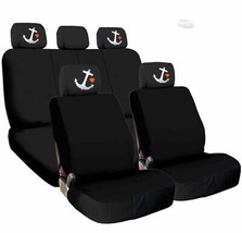 For Ford New Car Truck Seat Covers Navy Anchor Headrest Black Fabric - £31.73 GBP