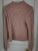 Women&#39;s GAP Long Sleeve Pink Cable High Neck Mock Sweater Size XS - £23.49 GBP